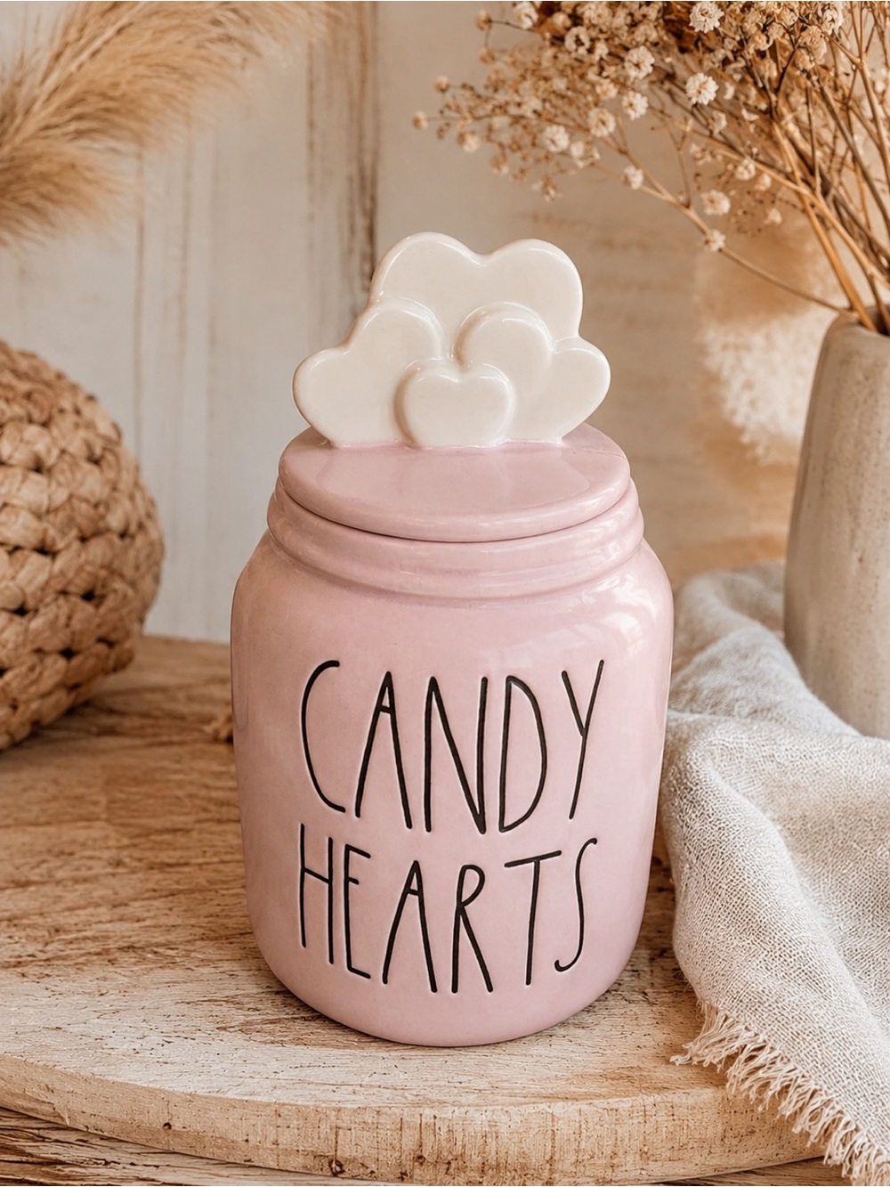 Rae Dunn Canister Pink Valentine Candy Hearts Kitchen Storage Home Decor